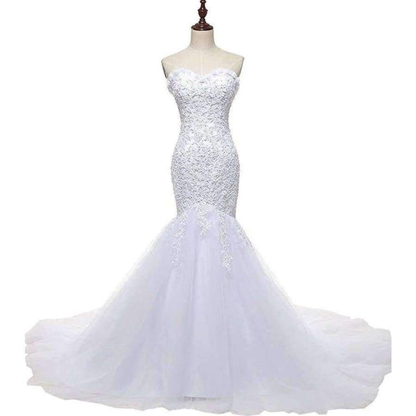 Planet Gates White / 2 / 100cm Beaded Mermaid Wedding Dress 2017 Real Pictures Lace Wedding Dress Tulle Bridal Wedding Gown Vestido De Noiva SLDW57