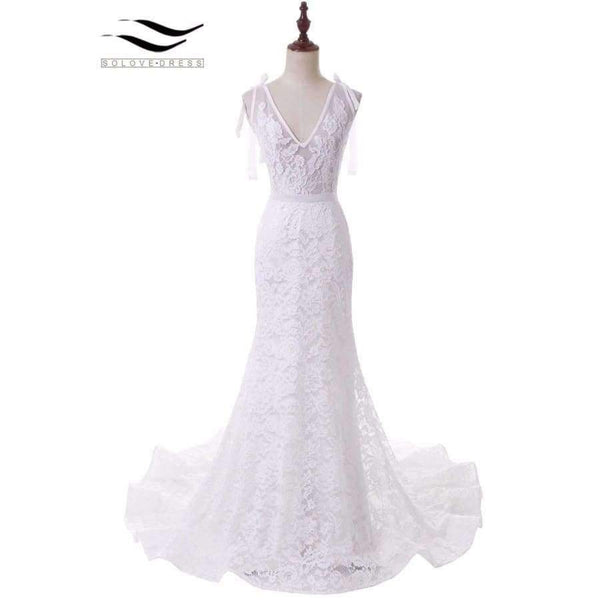 Planet Gates White / 2 / 100cm Elegant Spaghetti Strap Sexy Lace Wedding Dress Mermaid Bridal Dress Vestido De Noiva 2017 robe de mariage SLD-W105