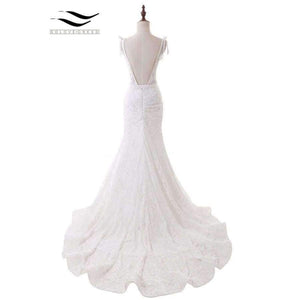 Planet Gates White / 2 / 100cm Elegant Spaghetti Strap Sexy Lace Wedding Dress Mermaid Bridal Dress Vestido De Noiva 2017 robe de mariage SLD-W105