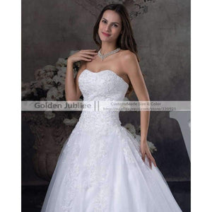 Planet Gates White / 2 / 50cm New Elegant Appliques Bride Wedding Gown Sweetheart Beaded Wedding Dress  A Line Tulle vestido de noiva