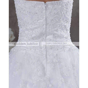 Planet Gates White / 2 / 50cm New Elegant Appliques Bride Wedding Gown Sweetheart Beaded Wedding Dress  A Line Tulle vestido de noiva