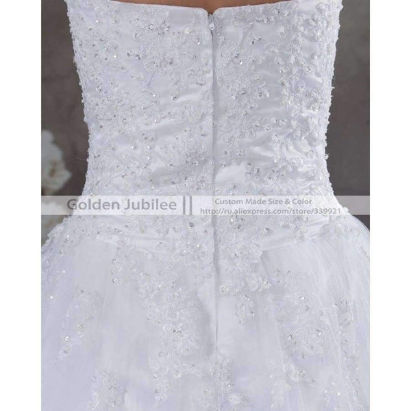 Planet Gates White / 2 / 50cm New Elegant Appliques Bride Wedding Gown Sweetheart Beaded Wedding Dress  A Line Tulle vestido de noiva