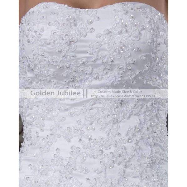 Planet Gates White / 2 / 50cm New Elegant Appliques Bride Wedding Gown Sweetheart Beaded Wedding Dress  A Line Tulle vestido de noiva