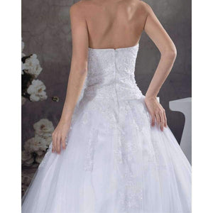 Planet Gates White / 2 / 50cm New Elegant Appliques Bride Wedding Gown Sweetheart Beaded Wedding Dress  A Line Tulle vestido de noiva