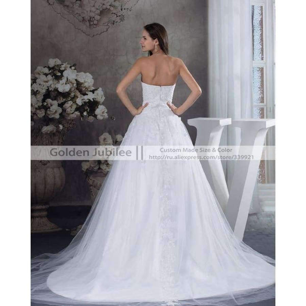 Planet Gates White / 2 / 50cm New Elegant Appliques Bride Wedding Gown Sweetheart Beaded Wedding Dress  A Line Tulle vestido de noiva