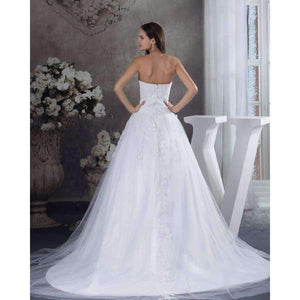 Planet Gates White / 2 / 50cm New Elegant Appliques Bride Wedding Gown Sweetheart Beaded Wedding Dress  A Line Tulle vestido de noiva