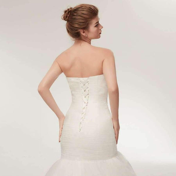 Planet Gates White / 2 / 50cm Tulle Mermaid Wedding Dresses Sweetheart Neckline Ruffled Fitail Bridal Dress Court Train Beach Wedding Gown 2018 New