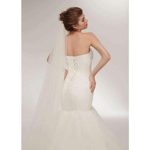 Planet Gates White / 2 / 50cm Tulle Mermaid Wedding Dresses Sweetheart Neckline Ruffled Fitail Bridal Dress Court Train Beach Wedding Gown 2018 New