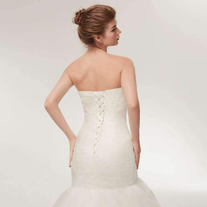 Planet Gates White / 2 / 50cm Tulle Mermaid Wedding Dresses Sweetheart Neckline Ruffled Fitail Bridal Dress Court Train Beach Wedding Gown 2018 New