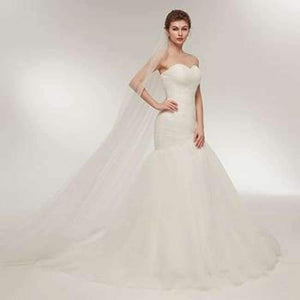 Planet Gates White / 2 / 50cm Tulle Mermaid Wedding Dresses Sweetheart Neckline Ruffled Fitail Bridal Dress Court Train Beach Wedding Gown 2018 New