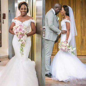 Planet Gates White / 2 African Vintage Lace Mermaid Country Wedding Dress Sexy Sheer Off Shoulder Bridal Gowns Vestido De Novia