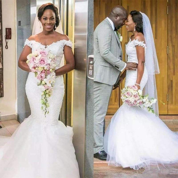 Planet Gates White / 2 African Vintage Lace Mermaid Country Wedding Dress Sexy Sheer Off Shoulder Bridal Gowns Vestido De Novia