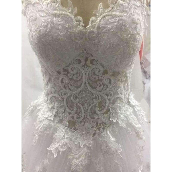 Planet Gates White / 2 Backless Sweetheart Lace Wedding Dress See Through Royal Tail Luxury Bridal Dress Robe de mariee