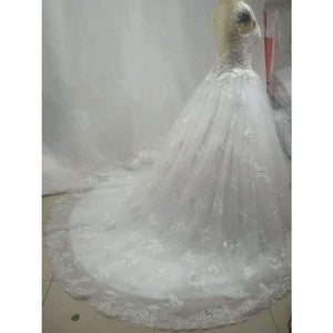 Planet Gates White / 2 Backless Sweetheart Lace Wedding Dress See Through Royal Tail Luxury Bridal Dress Robe de mariee