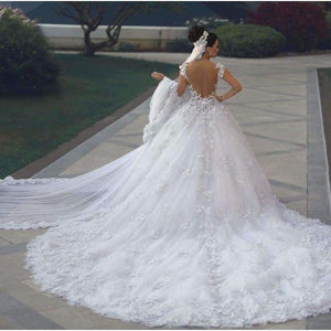 Planet Gates White / 2 Backless Sweetheart Lace Wedding Dress See Through Royal Tail Luxury Bridal Dress Robe de mariee