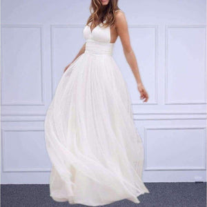 Planet Gates White / 2 Beach Wedding Dresses Spaghetti Straps Pure White Ruched Tulle 2017 Wedding Gown Simple Style Bridal Gowns