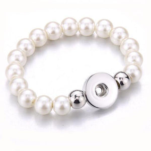 Planet Gates white 2 Handmade Snap Button Bracelet 10mm Imitation Pearls Beads Snap Jewelry Fit 18mm Snap Button Jewelry Beaded Bracelet