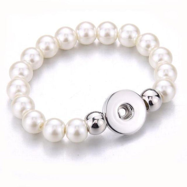 Planet Gates white 2 Handmade Snap Button Bracelet 10mm Imitation Pearls Beads Snap Jewelry Fit 18mm Snap Button Jewelry Beaded Bracelet