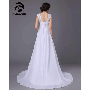 Planet Gates White / 2 Neck Beading Lace Vestidos De Novia Backless Beach Chiffon A-line Wedding Dresses Marriage Bridal Gowns Free Shipping