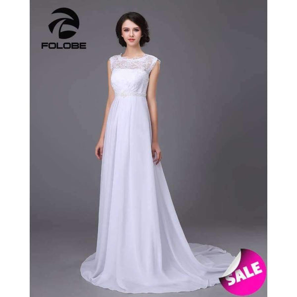 Planet Gates White / 2 Neck Beading Lace Vestidos De Novia Backless Beach Chiffon A-line Wedding Dresses Marriage Bridal Gowns Free Shipping