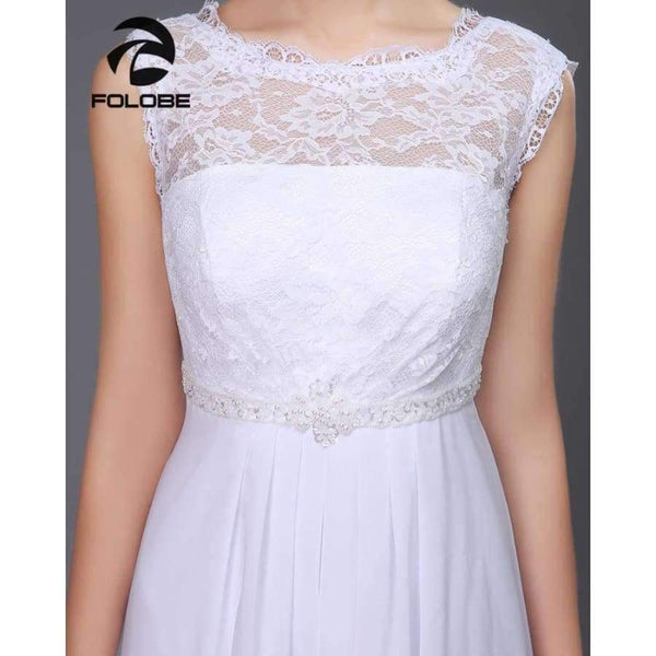 Planet Gates White / 2 Neck Beading Lace Vestidos De Novia Backless Beach Chiffon A-line Wedding Dresses Marriage Bridal Gowns Free Shipping