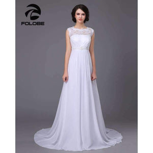 Planet Gates White / 2 Neck Beading Lace Vestidos De Novia Backless Beach Chiffon A-line Wedding Dresses Marriage Bridal Gowns Free Shipping