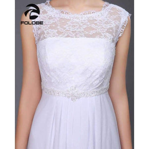 Planet Gates White / 2 Neck Beading Lace Vestidos De Novia Backless Beach Chiffon A-line Wedding Dresses Marriage Bridal Gowns Free Shipping