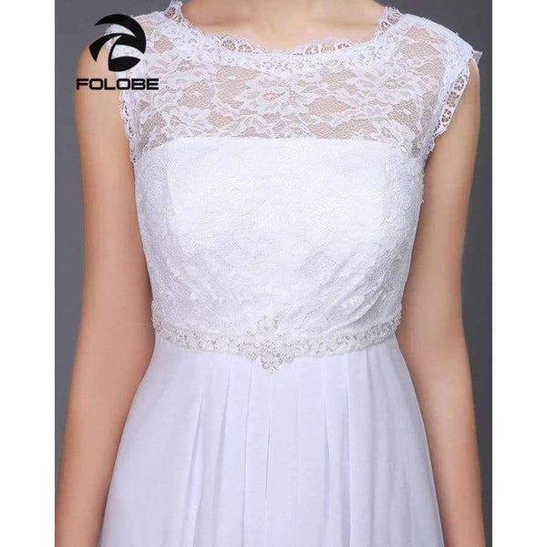 Planet Gates White / 2 Neck Beading Lace Vestidos De Novia Backless Beach Chiffon A-line Wedding Dresses Marriage Bridal Gowns Free Shipping