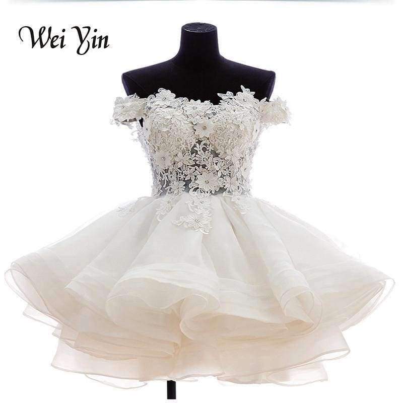 Planet Gates White / 2 New White Short Wedding Dresses The Brides Lace Wedding Dress Off The Shoulder Zipper Organza Wedding Dress