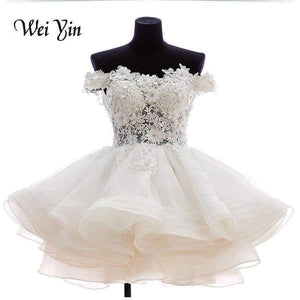 Planet Gates White / 2 New White Short Wedding Dresses The Brides Lace Wedding Dress Off The Shoulder Zipper Organza Wedding Dress