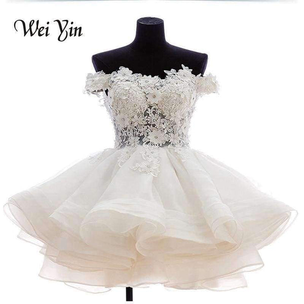 Planet Gates White / 2 New White Short Wedding Dresses The Brides Lace Wedding Dress Off The Shoulder Zipper Organza Wedding Dress