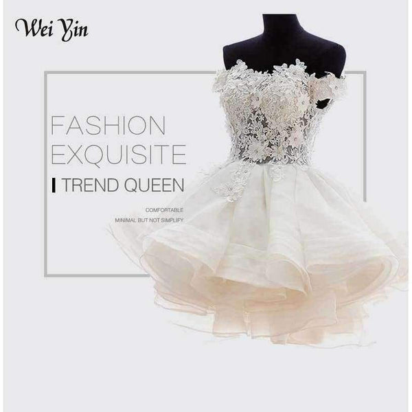 Planet Gates White / 2 New White Short Wedding Dresses The Brides Lace Wedding Dress Off The Shoulder Zipper Organza Wedding Dress