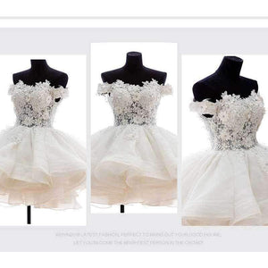 Planet Gates White / 2 New White Short Wedding Dresses The Brides Lace Wedding Dress Off The Shoulder Zipper Organza Wedding Dress