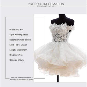 Planet Gates White / 2 New White Short Wedding Dresses The Brides Lace Wedding Dress Off The Shoulder Zipper Organza Wedding Dress