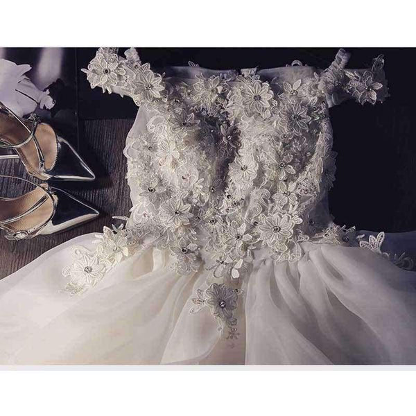 Planet Gates White / 2 New White Short Wedding Dresses The Brides Lace Wedding Dress Off The Shoulder Zipper Organza Wedding Dress