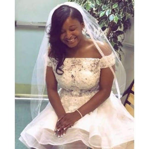 Planet Gates White / 2 New White Short Wedding Dresses The Brides Lace Wedding Dress Off The Shoulder Zipper Organza Wedding Dress