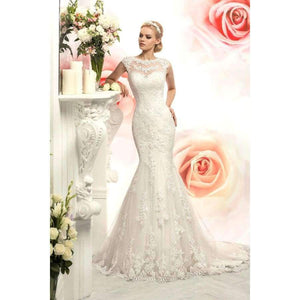 Planet Gates White / 2 Top Quality Mermaid Scoop Neck Lace Wedding Dresses 2016 Custom made Appliques Vestido De Noiva Robe De Mariage