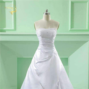 Planet Gates White / 2 Vestido De Noiva 2018 Classic Design Perfect Casamento Pearl A line Strapless Robe De Mariage Wedding Dresses OW 6642