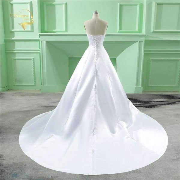 Planet Gates White / 2 Vestido De Noiva 2018 Classic Design Perfect Casamento Pearl A line Strapless Robe De Mariage Wedding Dresses OW 6642