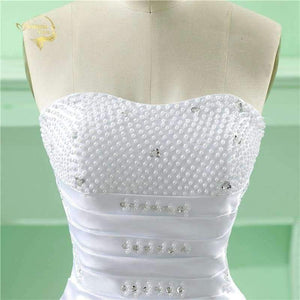 Planet Gates White / 2 Vestido De Noiva 2018 Classic Design Perfect Casamento Pearl A line Strapless Robe De Mariage Wedding Dresses OW 6642