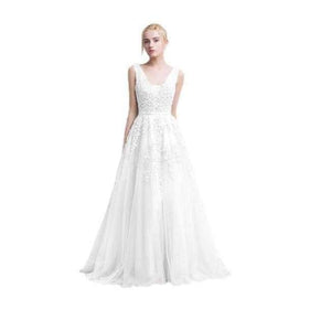 Planet Gates White / 2 Wine Red Lace Beading Long Evening Dress Backless Bridal V neck Sleeveless Transparent Banquet Sexy Prom Dress