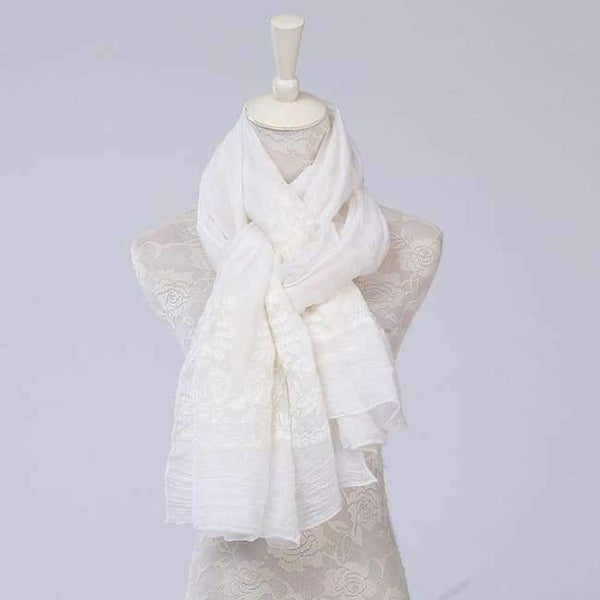 Planet Gates White / 200 X 95 cm New Vintga Floral Embroidery Scarf and Wrap for Women Chinese Style 200*95 cm Overlength Retro Flower Beach Shawl