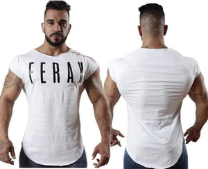 Mens Gyms T-shirt Fitness Bodybuilding Short Sleeve Cotton T Shirt Man Summer Casual Fashion Print Slim Tees Tops Brand Clothes