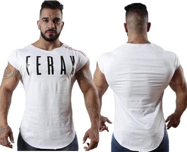 Mens Gyms T-shirt Fitness Bodybuilding Short Sleeve Cotton T Shirt Man Summer Casual Fashion Print Slim Tees Tops Brand Clothes