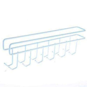 Planet Gates Бяла 2 бр. 12 куки, желязна висяща поставка за тенджера, тиган, закачалка за чаши, кухненска помощна за съхранение, кука, поставка за готвене, органайзер за закачалка за кърпи