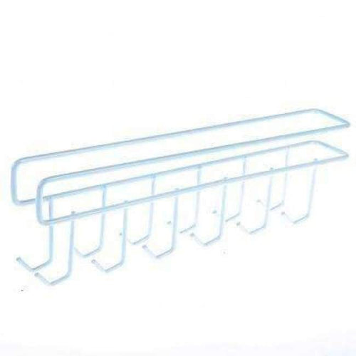 Planet Gates White 2Pc 12 Hooks Iron Hanging Pot Holder Pan Mug Cup Hanger Kitchen Storage Utility Cookware Hook Rack Holder Towel Hanger Organizer
