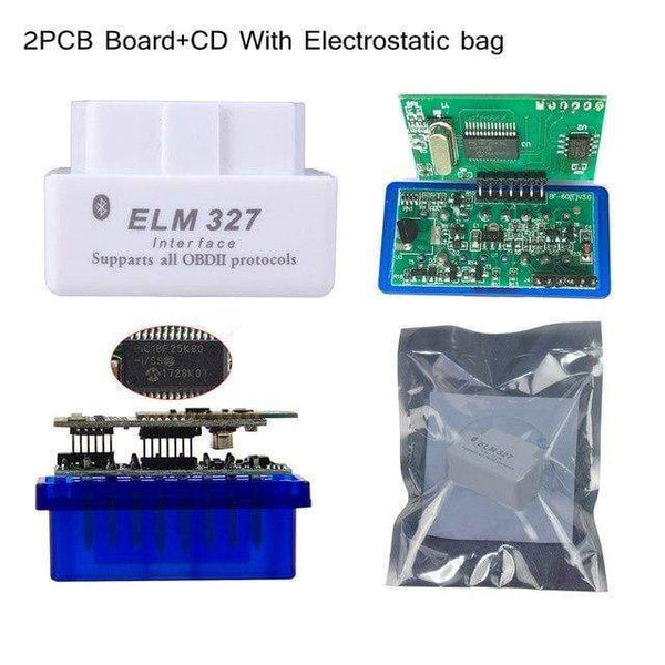 Planet Gates White 2PCB V1.5 PIC18F25K80 ELM327 Bluetooth V1.5 OBD2 Car Diagnostic Tool ELM 327 V1.5 Work On Android/Symbian