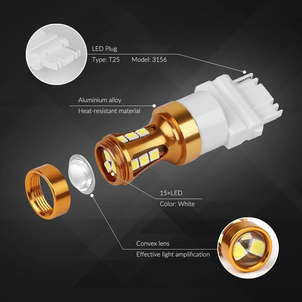 Planet Gates White / 2PCS White Ba15s Canbus 12V/24V White Color 1156 P21W T20 7440 3156 T25 Ba15s T15 W16W LED Lamp Bau15s Reversing Tail Rear Car Led Light