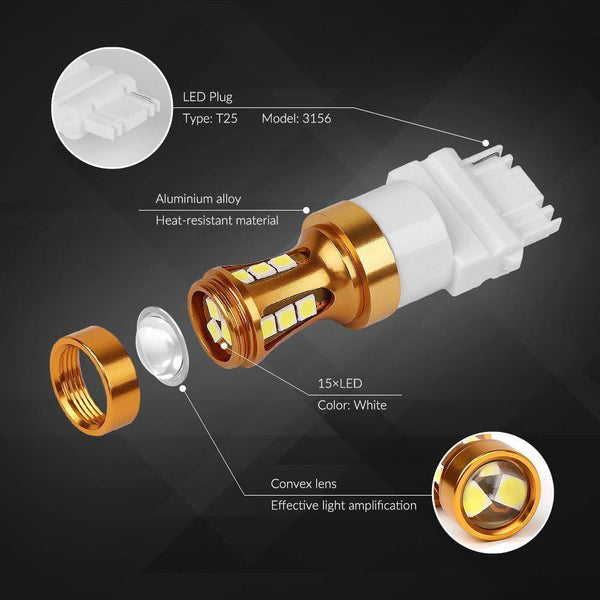 Planet Gates White / 2PCS White Ba15s Canbus 12V/24V White Color 1156 P21W T20 7440 3156 T25 Ba15s T15 W16W LED Lamp Bau15s Reversing Tail Rear Car Led Light