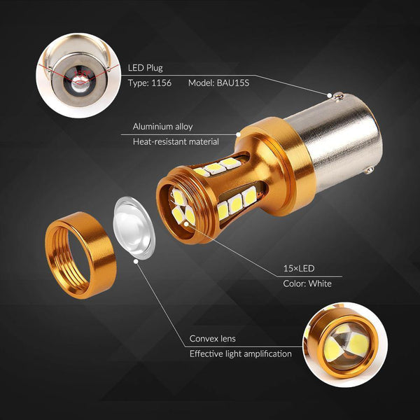 Planet Gates White / 2PCS White Ba15s Canbus 12V/24V White Color 1156 P21W T20 7440 3156 T25 Ba15s T15 W16W LED Lamp Bau15s Reversing Tail Rear Car Led Light